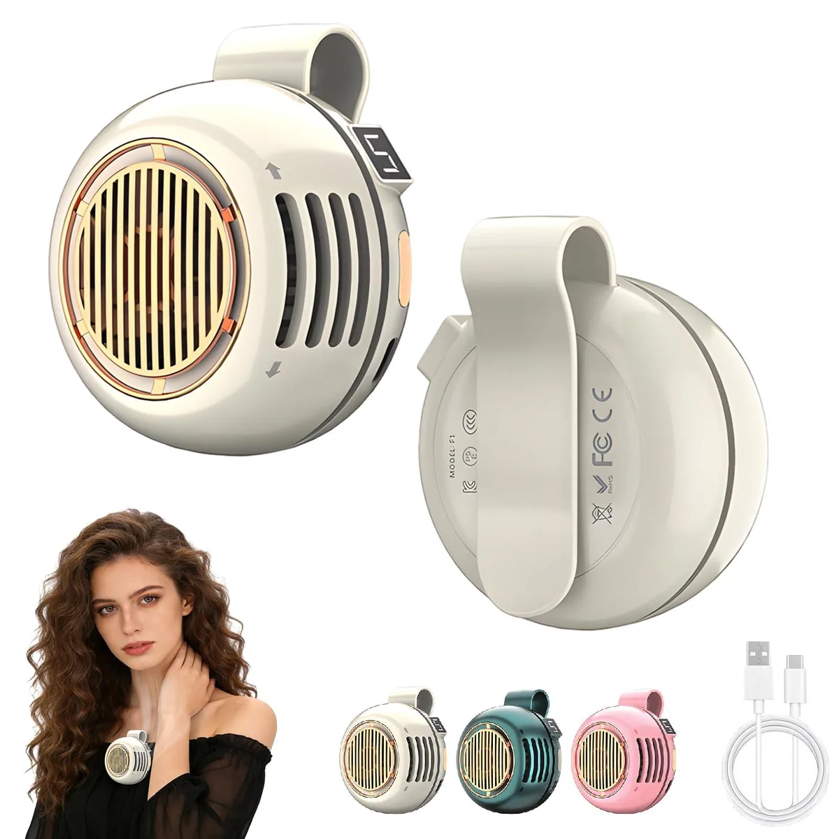 Generic 20260327FanClipWhite White Clip-on Fan Accessory 2.4x2.8x2.8in 1000mAh — ภาพสินค้า