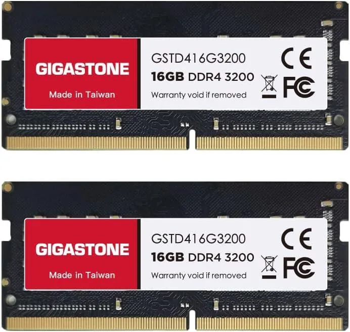 Gigastone Corporation Gigastone Corporation DDR4-SO3200-16GB 32GB Kit (2x16GB) DDR4 3200MHz CL22 SODIMM laptop RAM — photo du produit