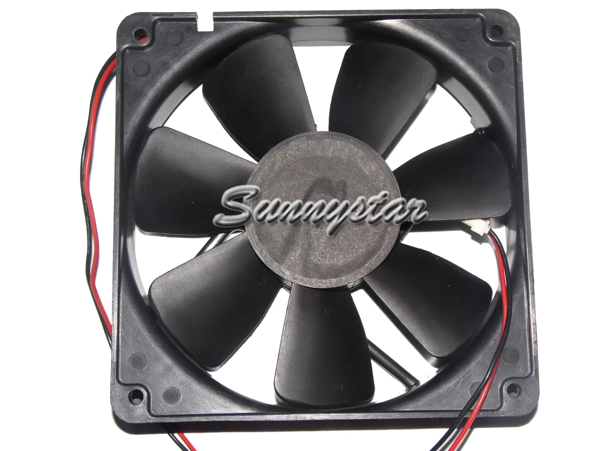 Black 120mm square fan with two-pin power connector