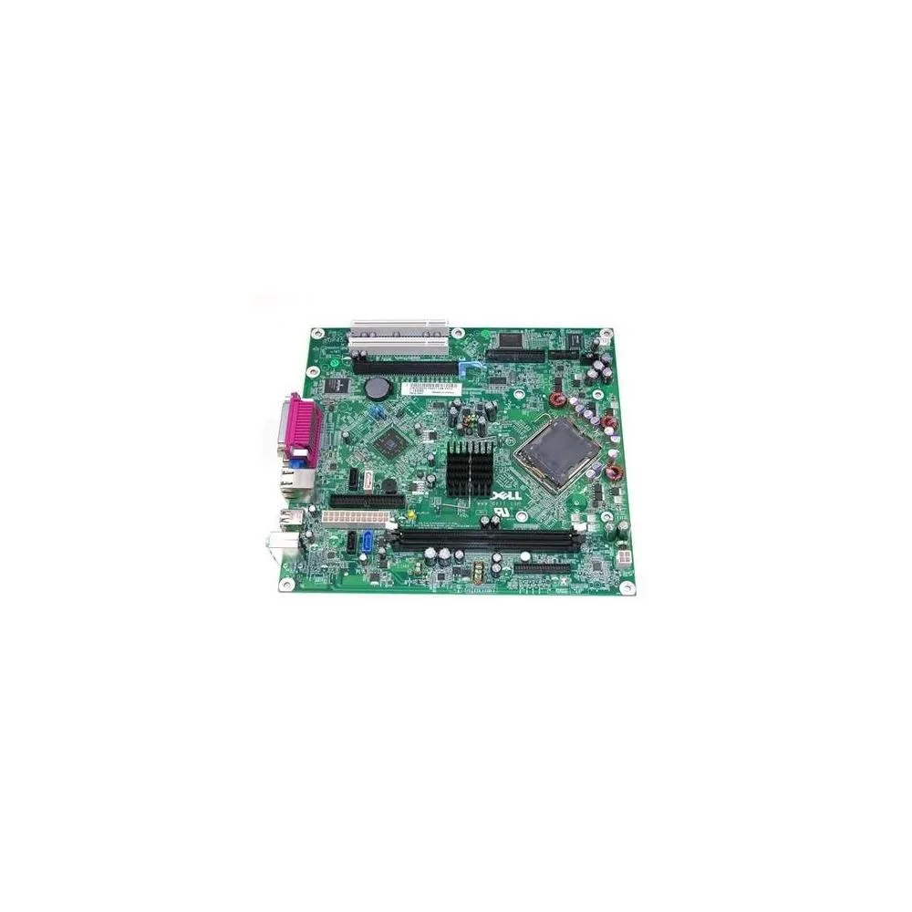 Green rectangular Dell MH651 motherboard with LGA 775 socket, two DDR2 slots, PCIe x16 slot, ATI LAN chips
