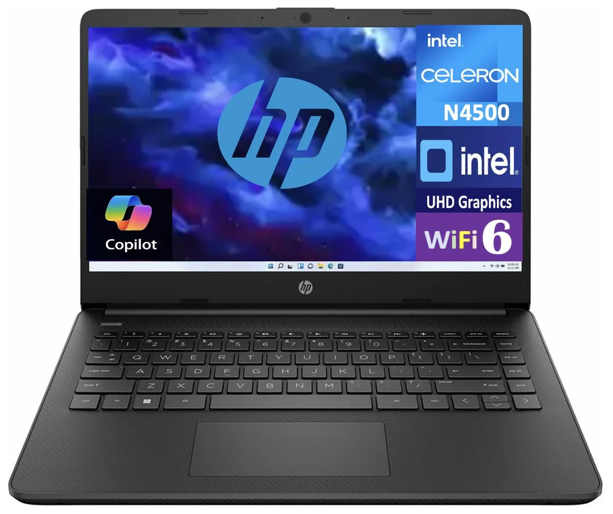 HP HP 14 laptop Celeron N4500 4GB DDR4 64GB eMMC 14.0" HD Windows 11 Home — photo du produit