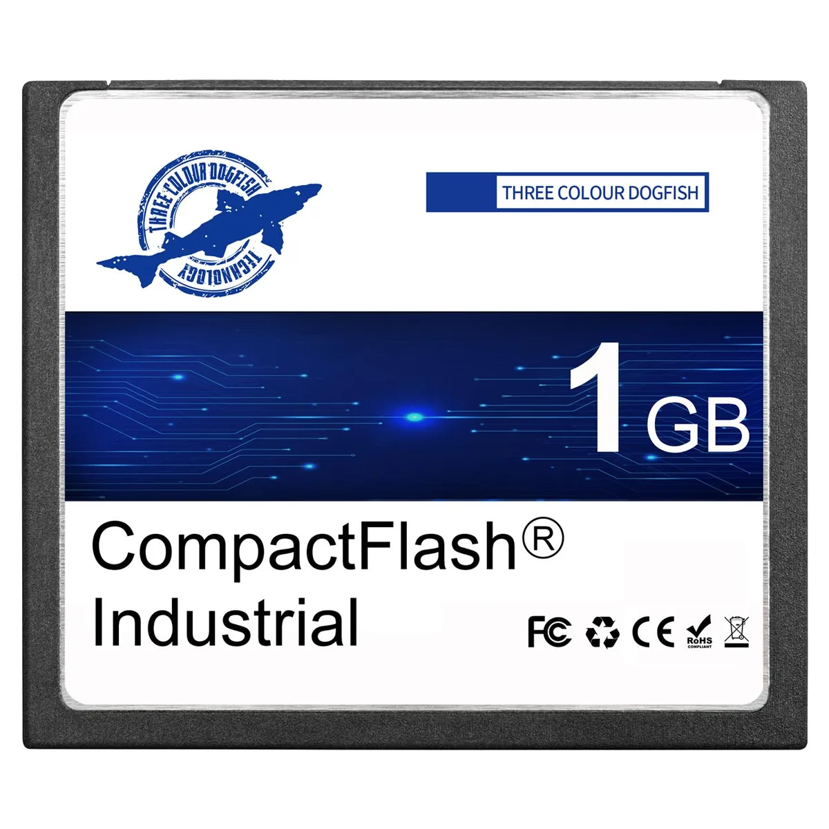 THREE COLOUR DOGFISH THREE COLOUR DOGFISH CompactFlash 1GB Type I FAT16 50 pin 43x36x3.3mm — φωτογραφία προϊόντος