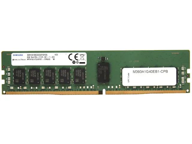 Green rectangular DDR4 memory module with gold edge connector and black chips, no heat spreader