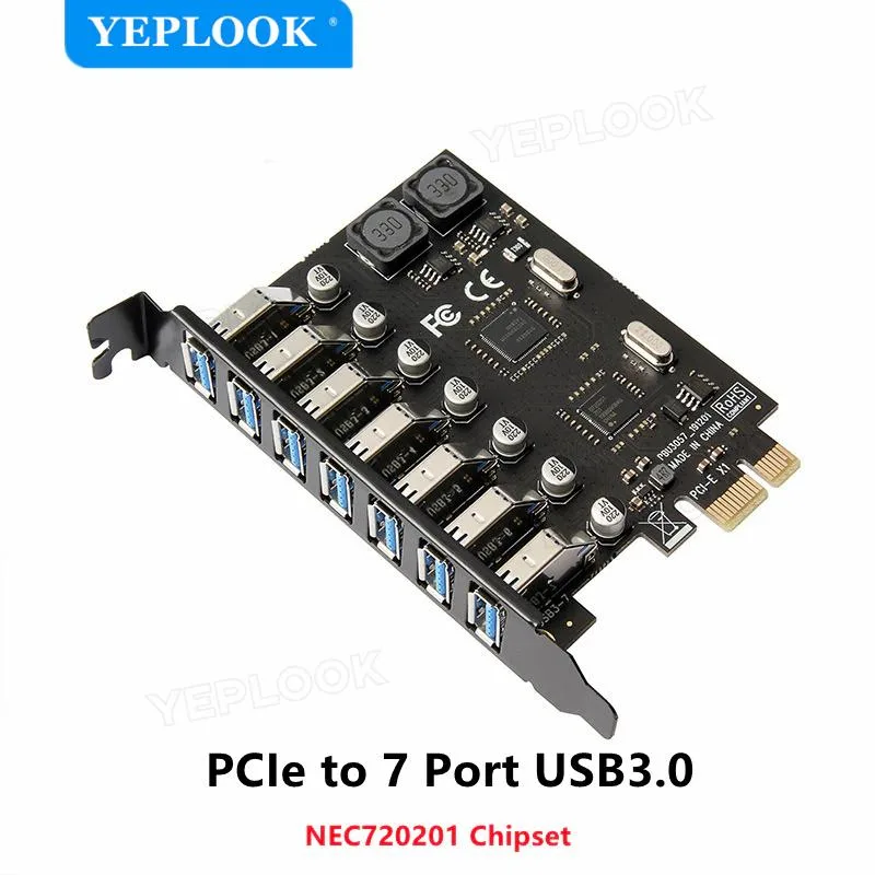 YEPLOOK YEPLOOK USB 3.0 PCI-E Expansion Card 7 Ports Dual NEC Chipset — product photo