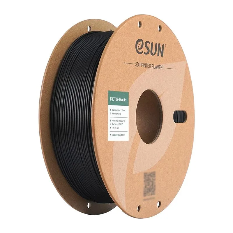 Black PETG filament spool, 1.75mm diameter, 1KG weight