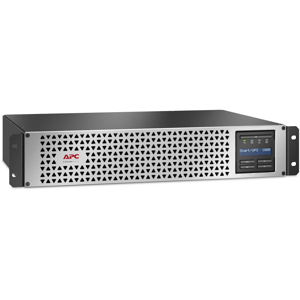 APC SMTL1000RM2UC 2U rackmount UPS with LCD screen and six NEMA 5-15R outlets
