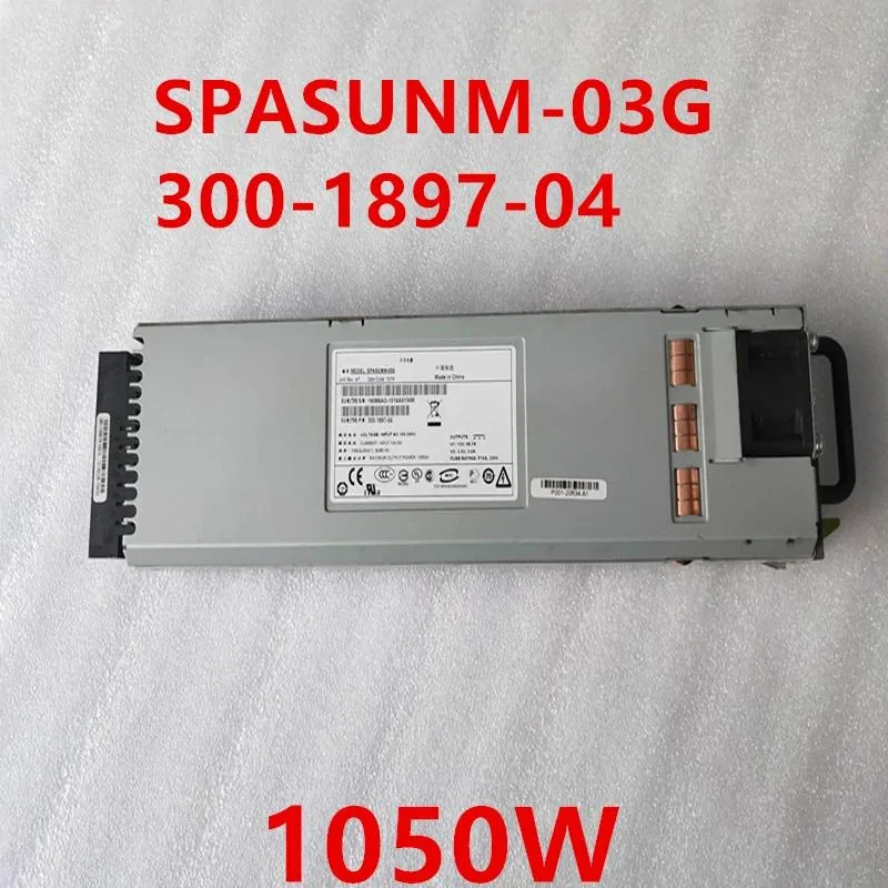 Silver rectangular ATX power supply unit with ventilation grille and label SPASUNM-03G 300-1897-04