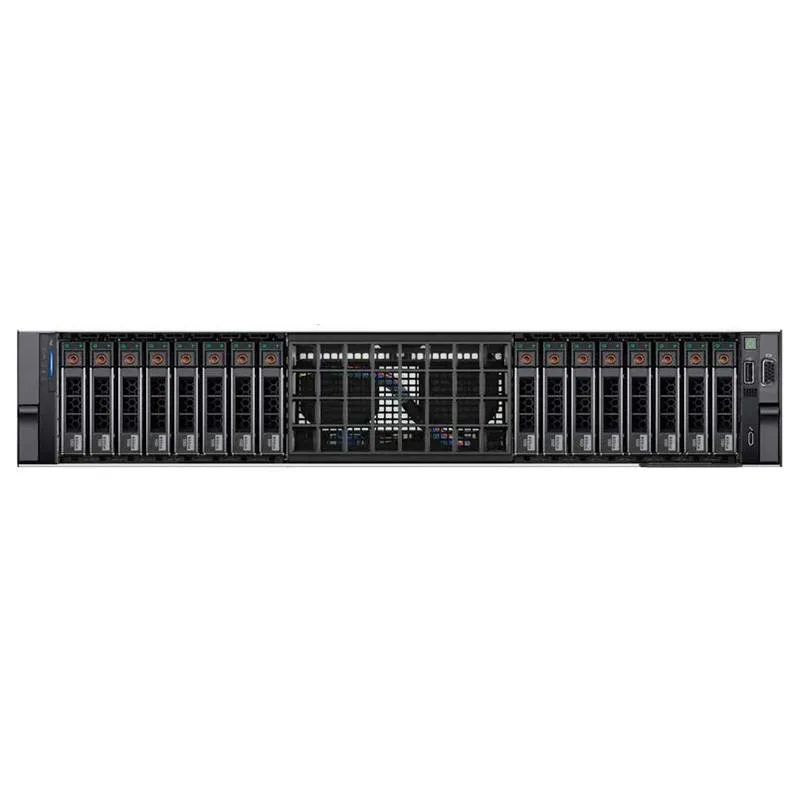 Silver 2U rack server with sixteen 2.5-inch drive bays and front bezel