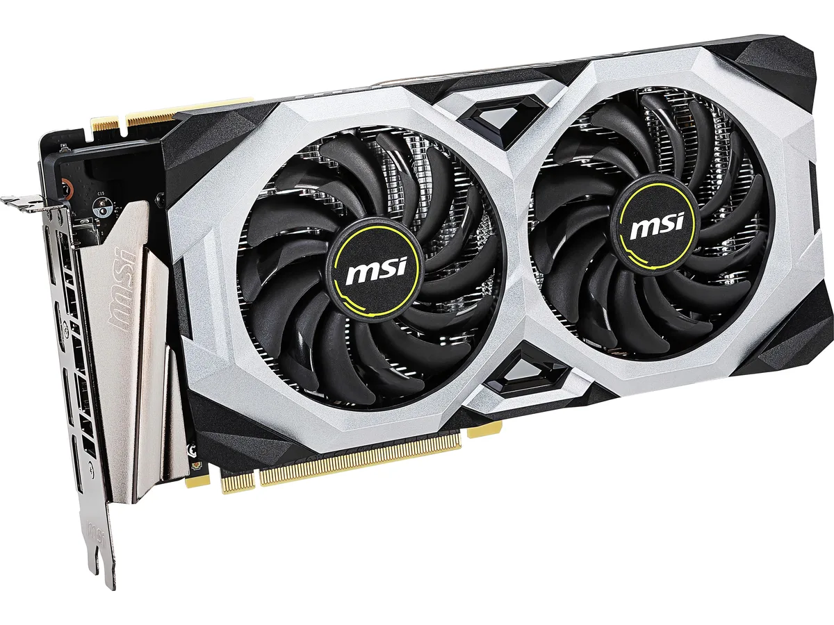 MSI RTX 2070 SUPER VENTUS OC graphics card with dual-fan cooler and metal backplate