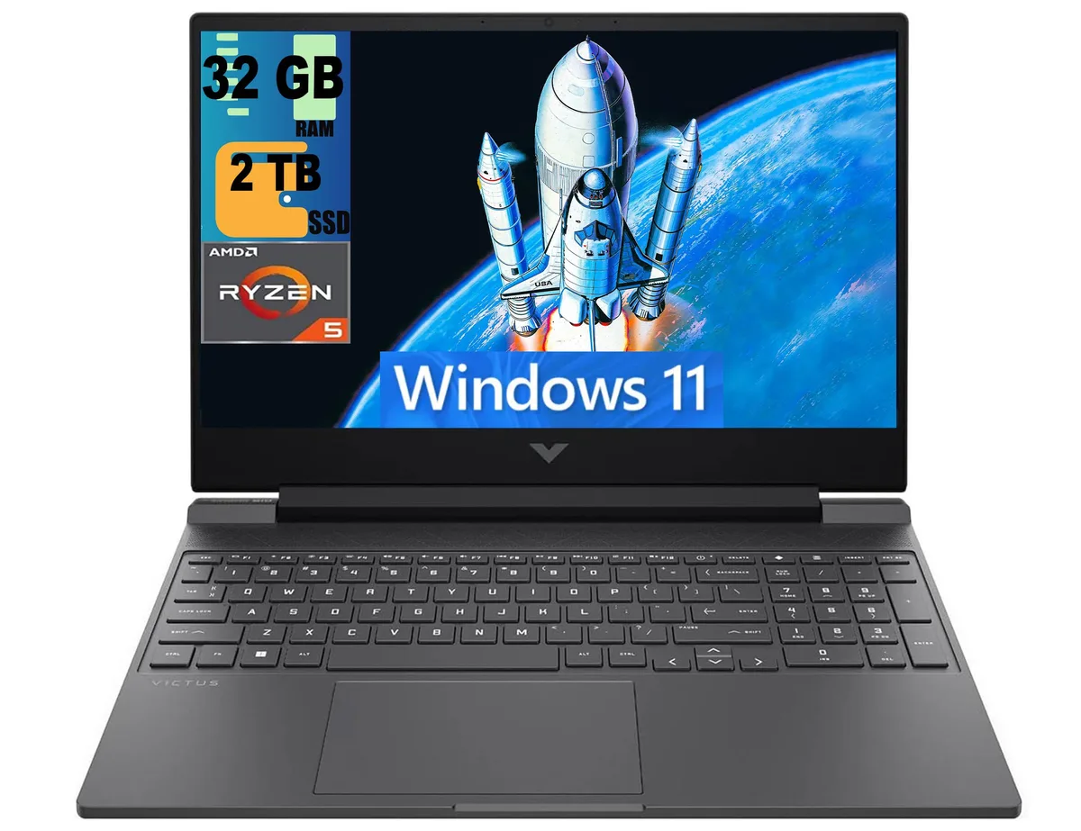 Black 15.6 inch gaming laptop with backlit keyboard and numeric keypad