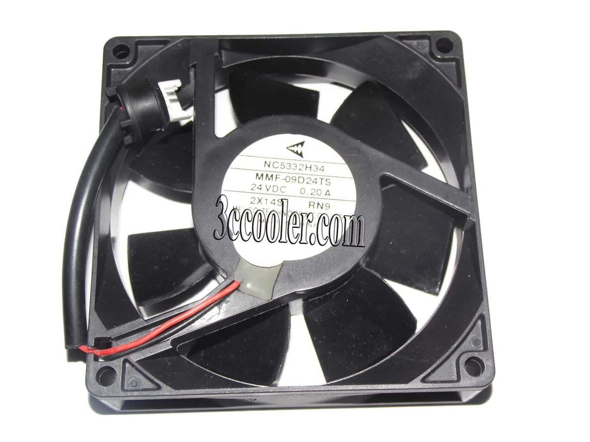 Black 9cm square fan with 2-pin power connector