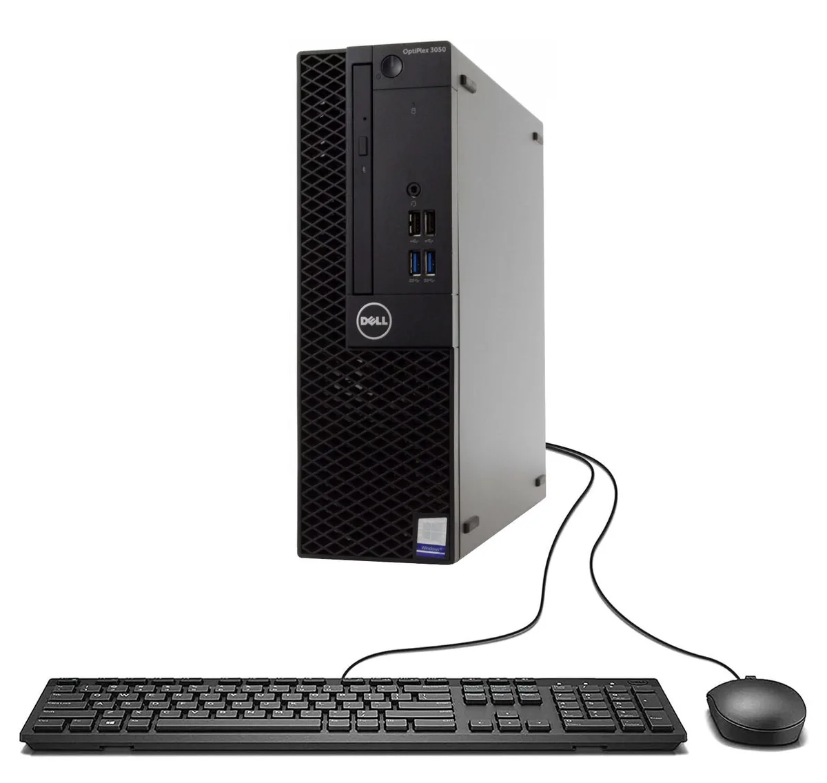 Black Dell OptiPlex 3050 SFF desktop tower with front DVD-RW slot