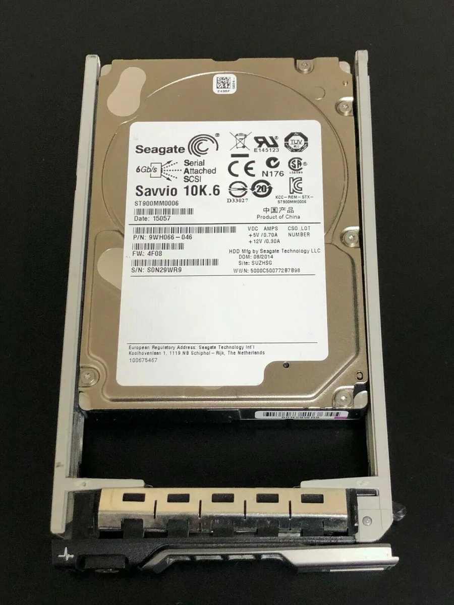 Silver 2.5 inch SAS hard drive with Dell label