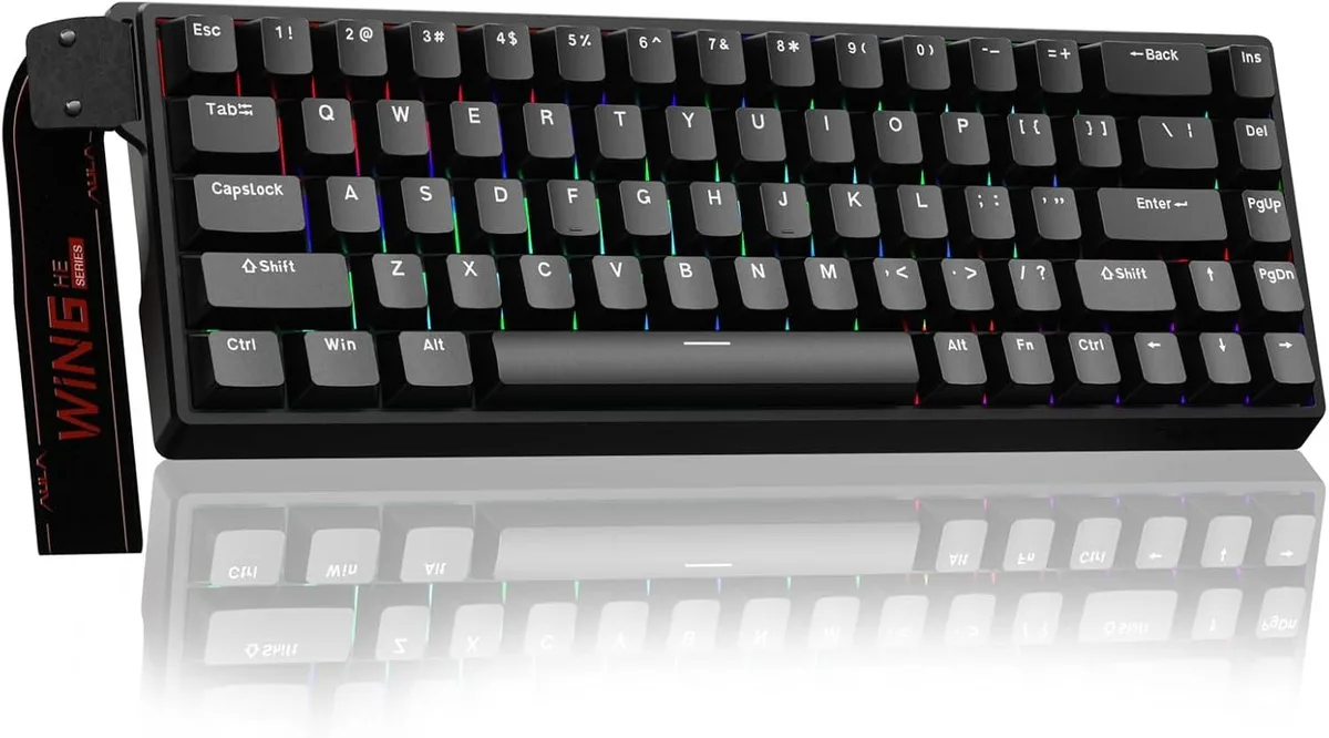 Compact black 60% gaming keyboard with magnetic switches and RGB backlighting