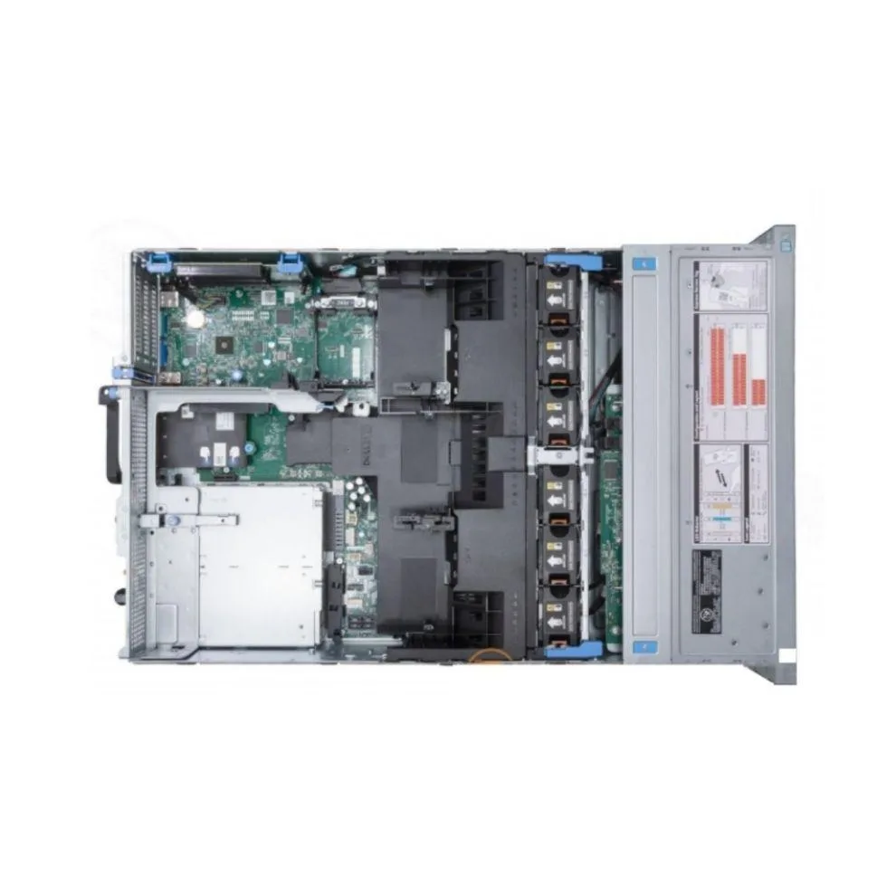 Silver 2U rack server with eight 3.5 inch drive bays and front bezel removed