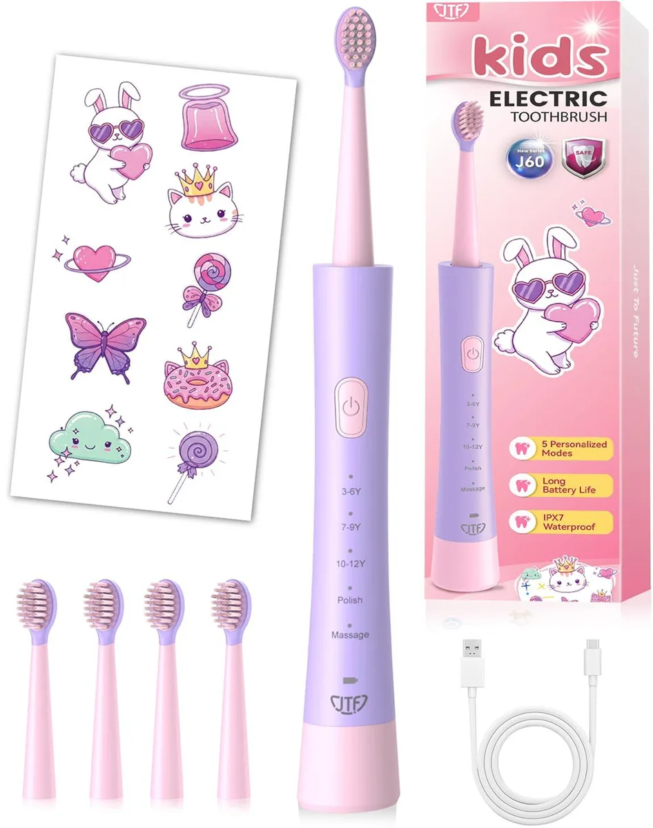  JTF XM806 Rechargeable Sonic Electric Toothbrush for Kids Pink — produkto nuotrauka