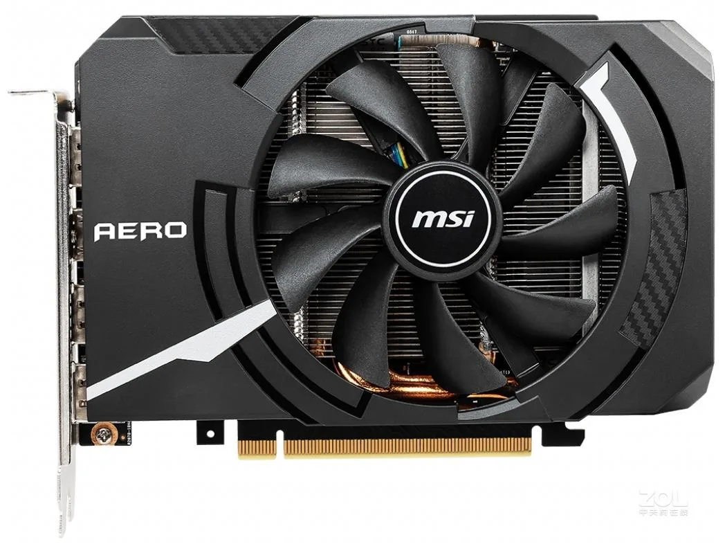 Compact black graphics card with single fan and dual-slot metal shroud