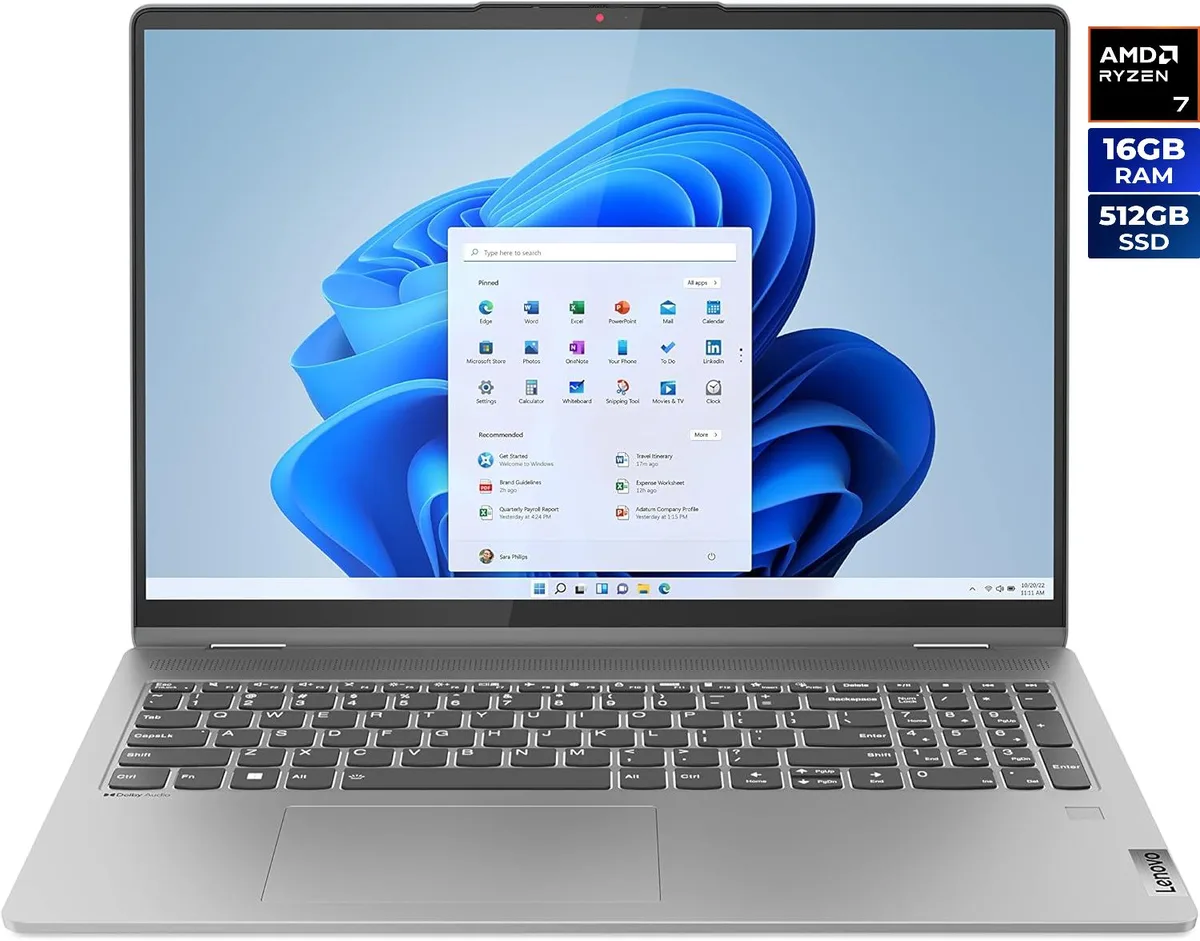 Arctic Grey 2-in-1 laptop with 360-degree hinge and 16-inch touchscreen