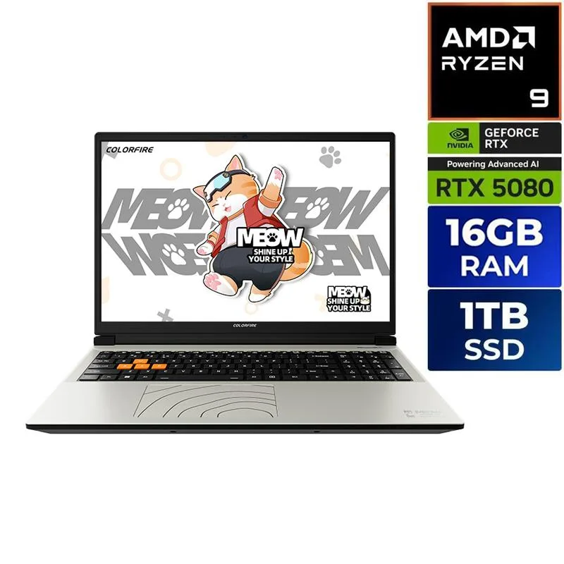 Colorfire Colorfire MEOW R16 Pro RTX 5080 16GB Ryzen 9 9850HX gaming laptop — product photo