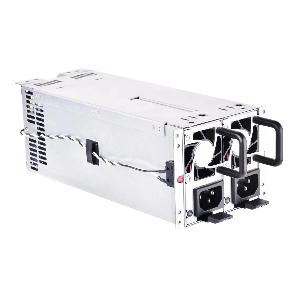 Silver rectangular 2U server PSU with pull-out handle and 40mm fans