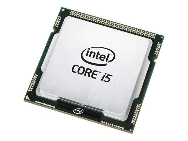 Square green PCB with gold contacts and silver heat spreader marked Core i5-4670K