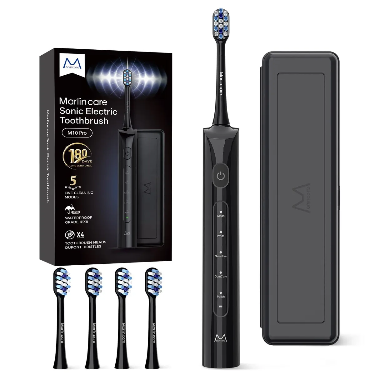  Marlincare M10PRO BLACK Oral Care 55000 VPM 180 Days Black — foto produk