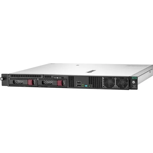 Silver 1U rack server with two front drive bays
