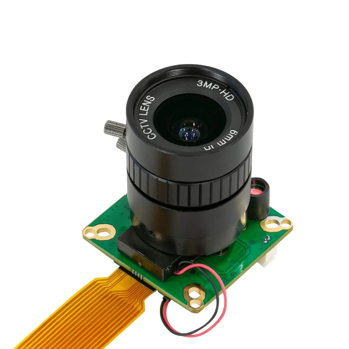 Small square camera board with CS-mount lens and motorised IR-cut filter