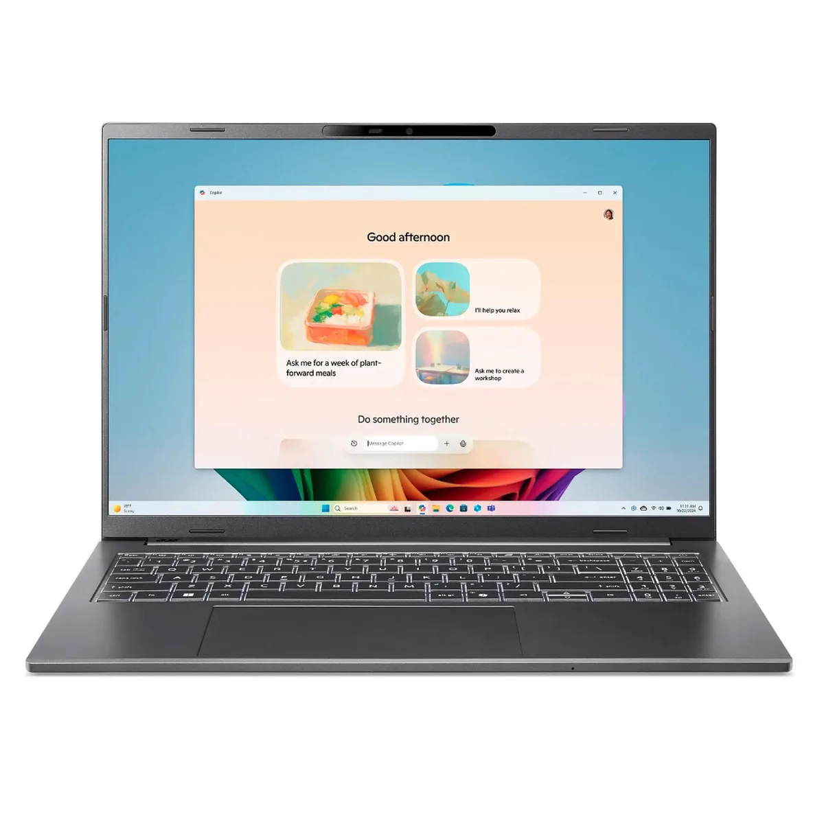 Grey Acer Aspire 16 AI laptop with 16 inch touchscreen display
