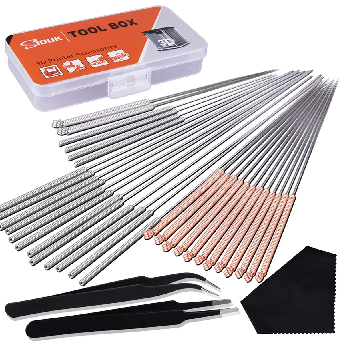 SIQUK SC-18-013 33 Pcs Nozzle Cleaning Kit 30 Needles 0.15-0.5mm 2 Tweezers Cloth — foto del producto