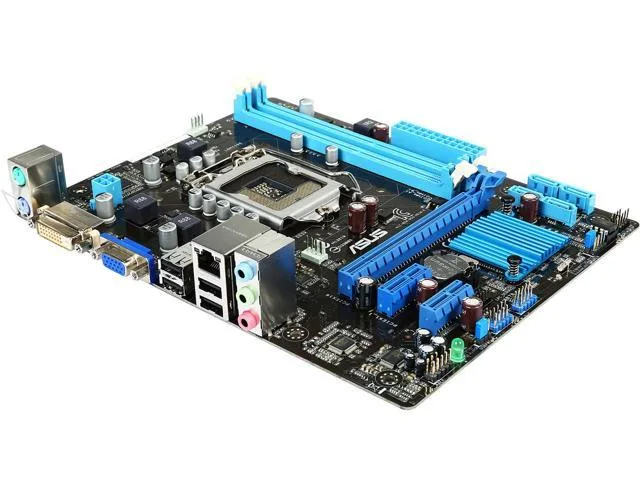 ASUS H61M-K uATX motherboard, green PCB, silver ports, LGA 1155 socket, two DDR3 slots, single PCIe x16, two PCIe x1