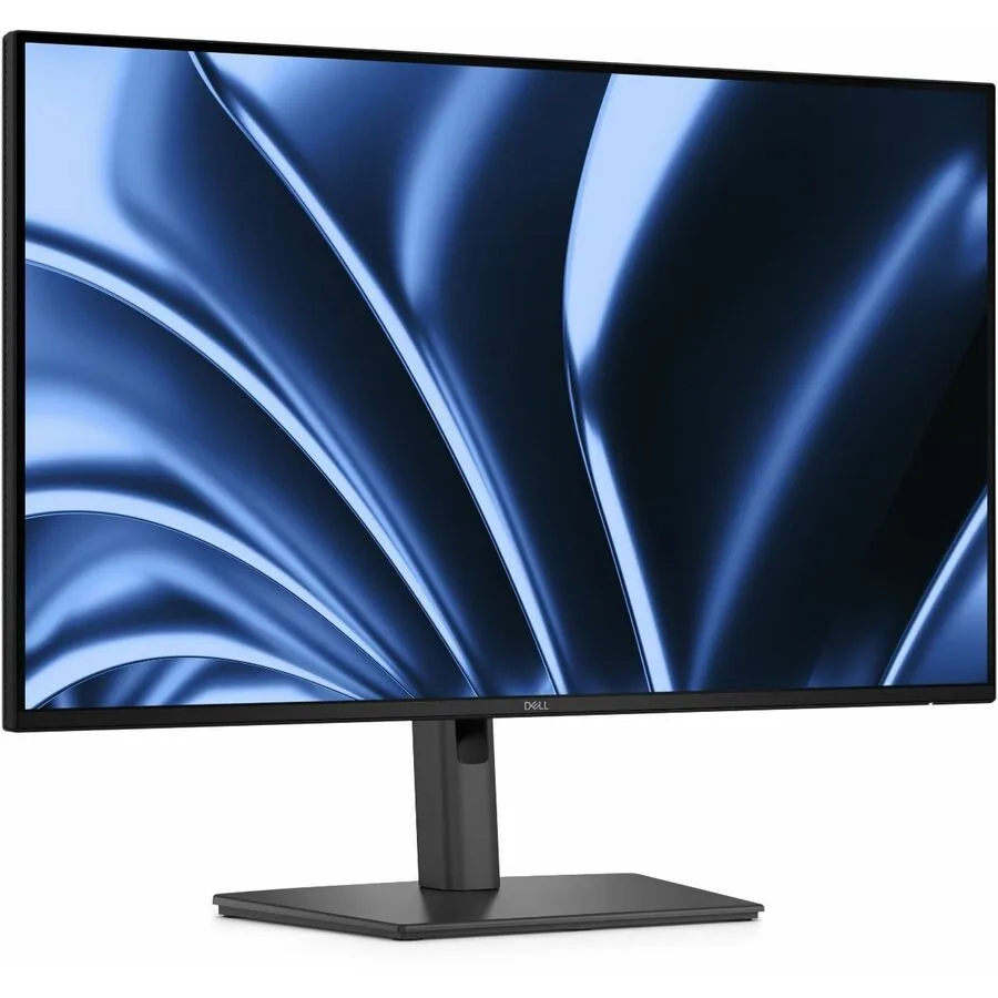 Black 27 inch Dell Pro P monitor with anti-glare screen on adjustable stand