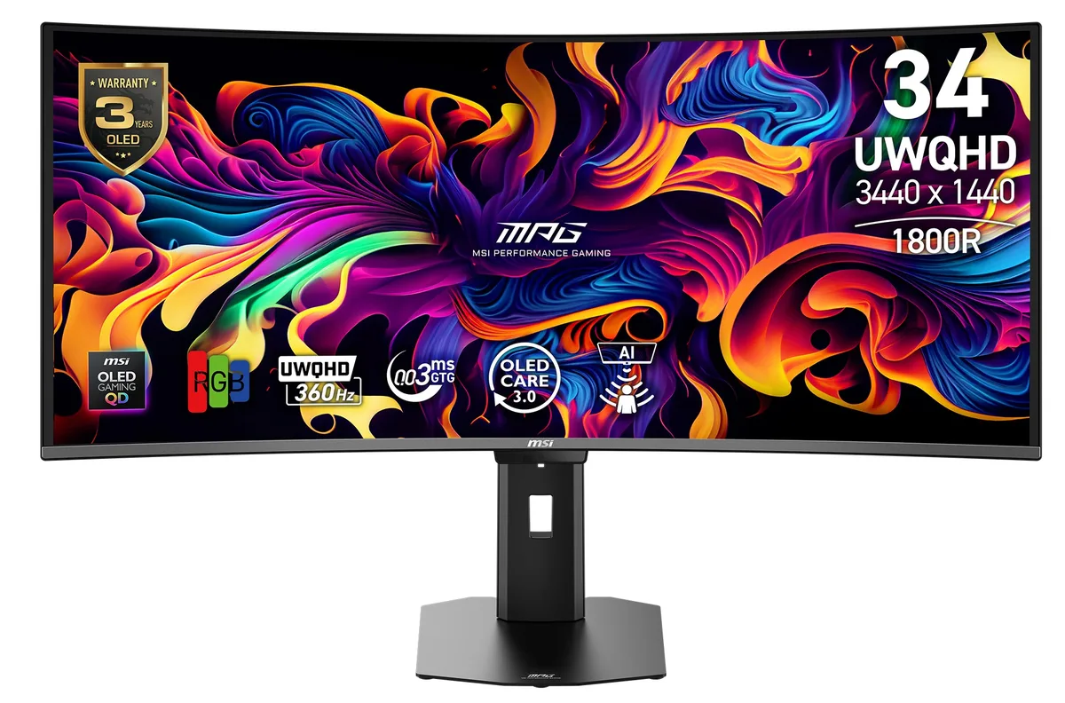 MSI MSI MPG 341CQR QD-OLED X36 34" 360Hz QD-OLED gaming monitor — product photo