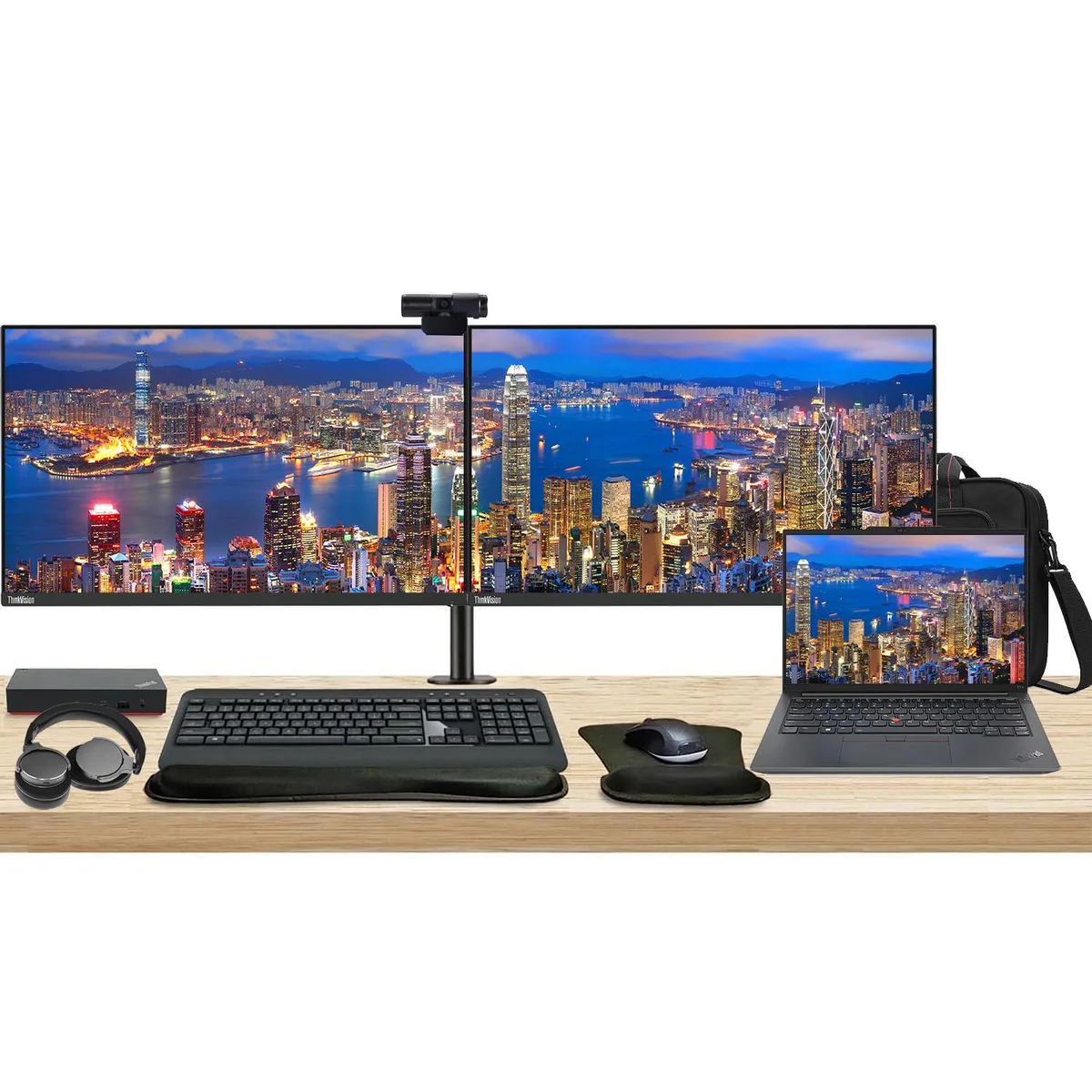 Lenovo Lenovo ThinkPad E14 Gen 5 14" Ryzen 5 16GB 256GB SSD bundle with dual 24" monitors, dock, peripherals — foto do produto