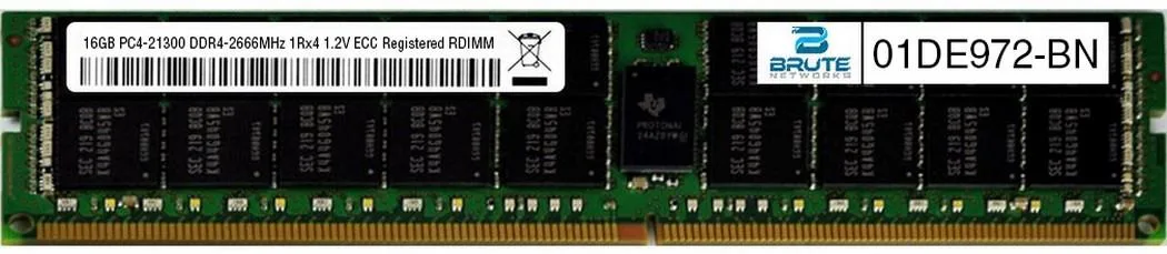 Brute Networks Brute Networks 16GB DDR4-2666 ECC Registered RDIMM 1Rx4 CL15 1.2V 01DE972 — product photo