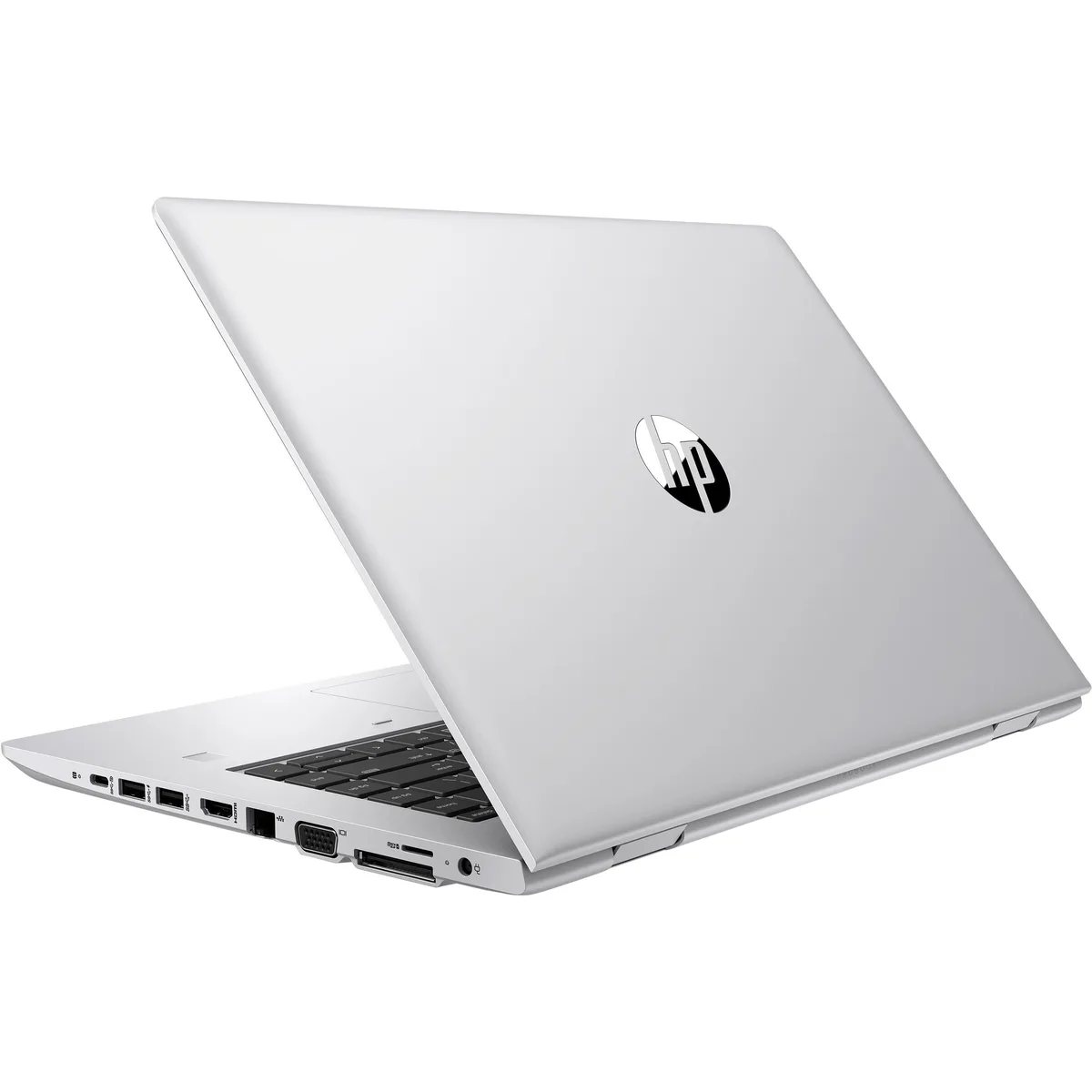 Silver HP ProBook 640 G5 14 inch laptop closed view
