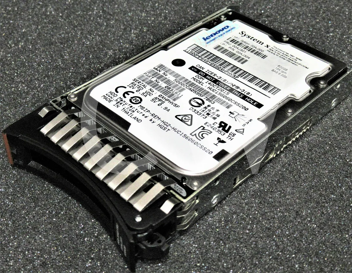 Silver 2.5 inch SAS hard drive with black tray