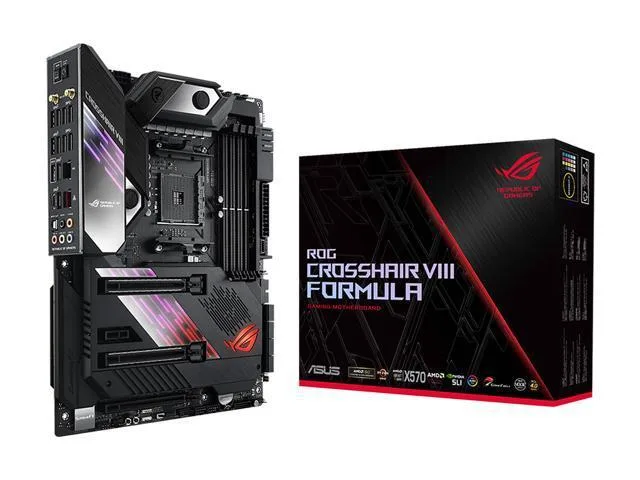 ATX motherboard with black metallic finish and integrated Crosschill EK III cooling block