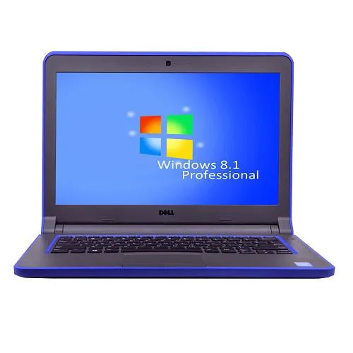 Black 13.3-inch laptop with blue trim, closed lid showing Dell logo