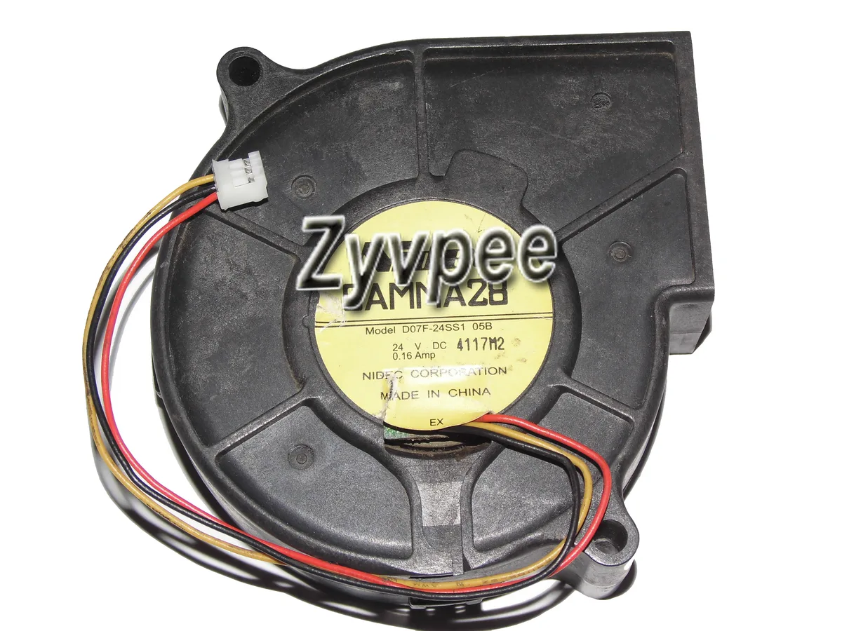 Black 70mm blower fan with 75 by 30mm housing and three wires