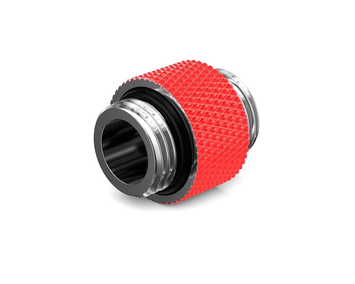 PrimoChill PrimoChill Dual Male G1/4 Straight Coupler SX UV Red diy cooling — product photo