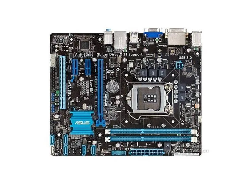 Green Micro ATX motherboard with silver LGA 1155 socket and black DDR3 slots