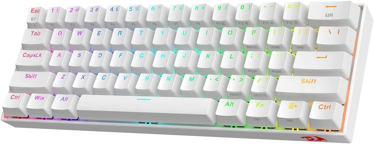 Compact 60 percent wireless mechanical keyboard with 61 keys and red linear switches