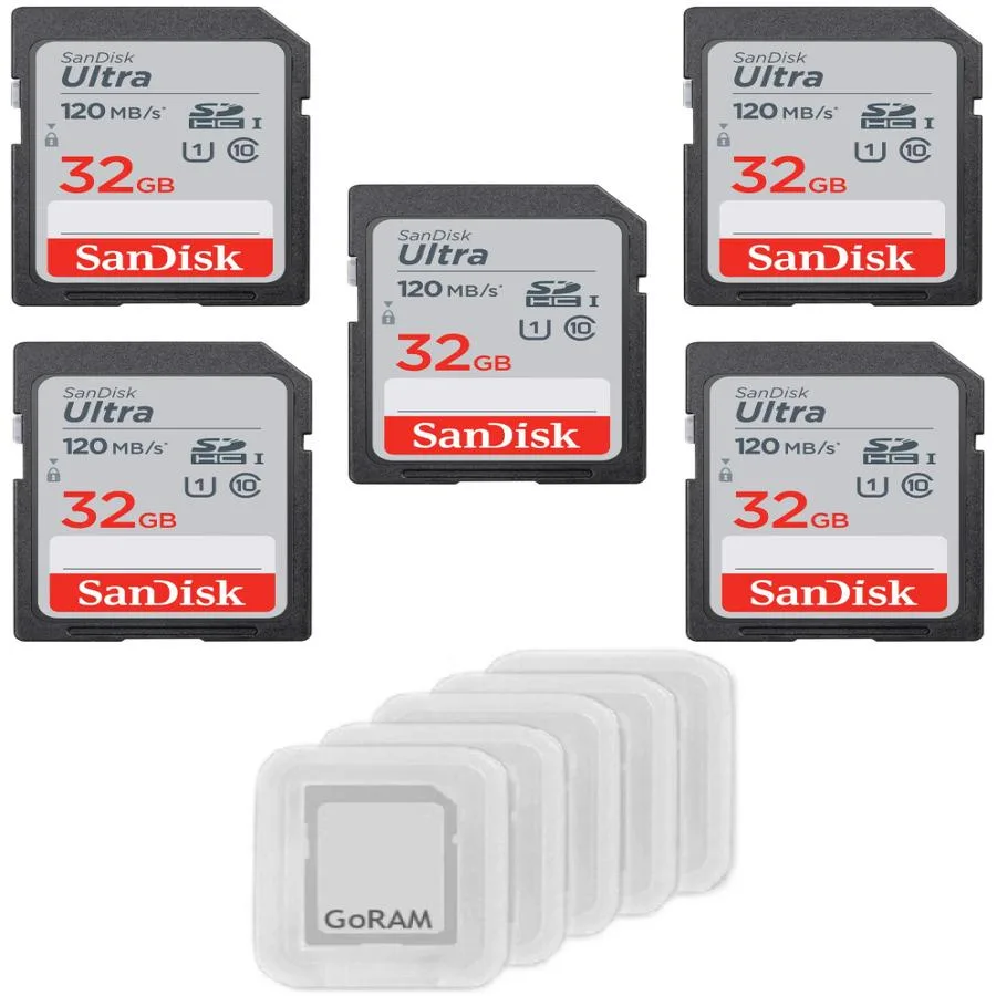 SanDisk SanDisk Ultra SDHC 32GB Class 10 120MB/s 5-pack with cases — תמונת המוצר