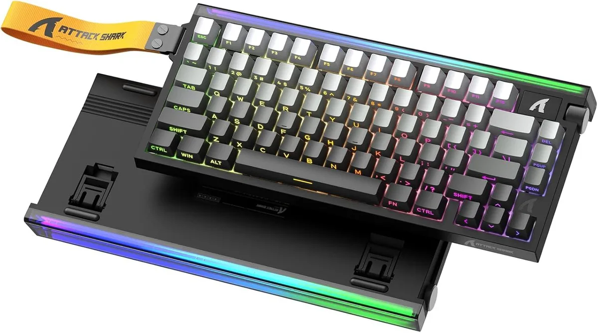 Compact 75% keyboard in moonlight finish with RGB lighting