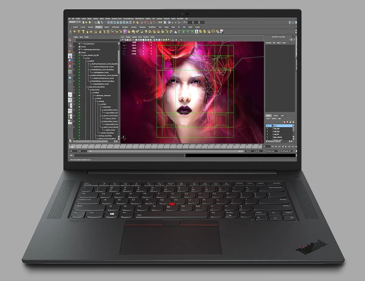 Slim dark-grey mobile workstation, 16.0 inch display, thin bezels, privacy shutter, compact keyboard