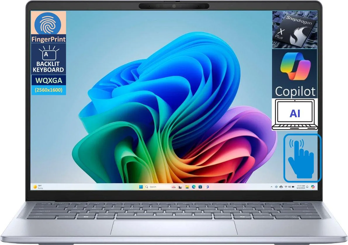 DELL DELL Inspiron 14 Plus laptop Snapdragon X Plus X1P-64-100 16GB LPDDR5X 512GB SSD Ice Blue — product photo