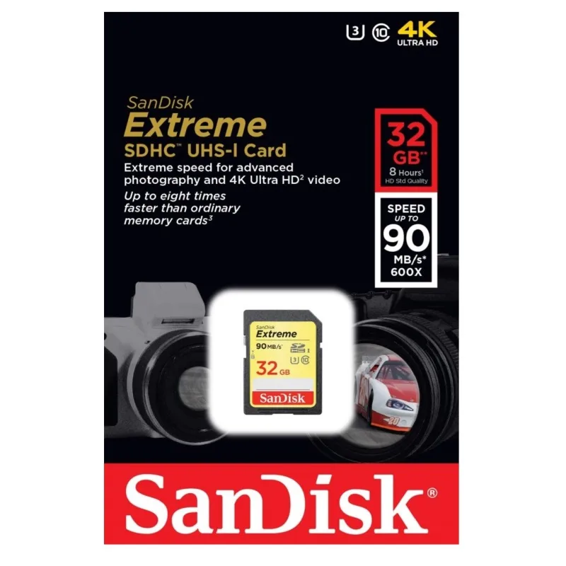 SanDisk SanDisk Extreme 32GB SDHC U3 V30 90MB/s memory card — vörumynd