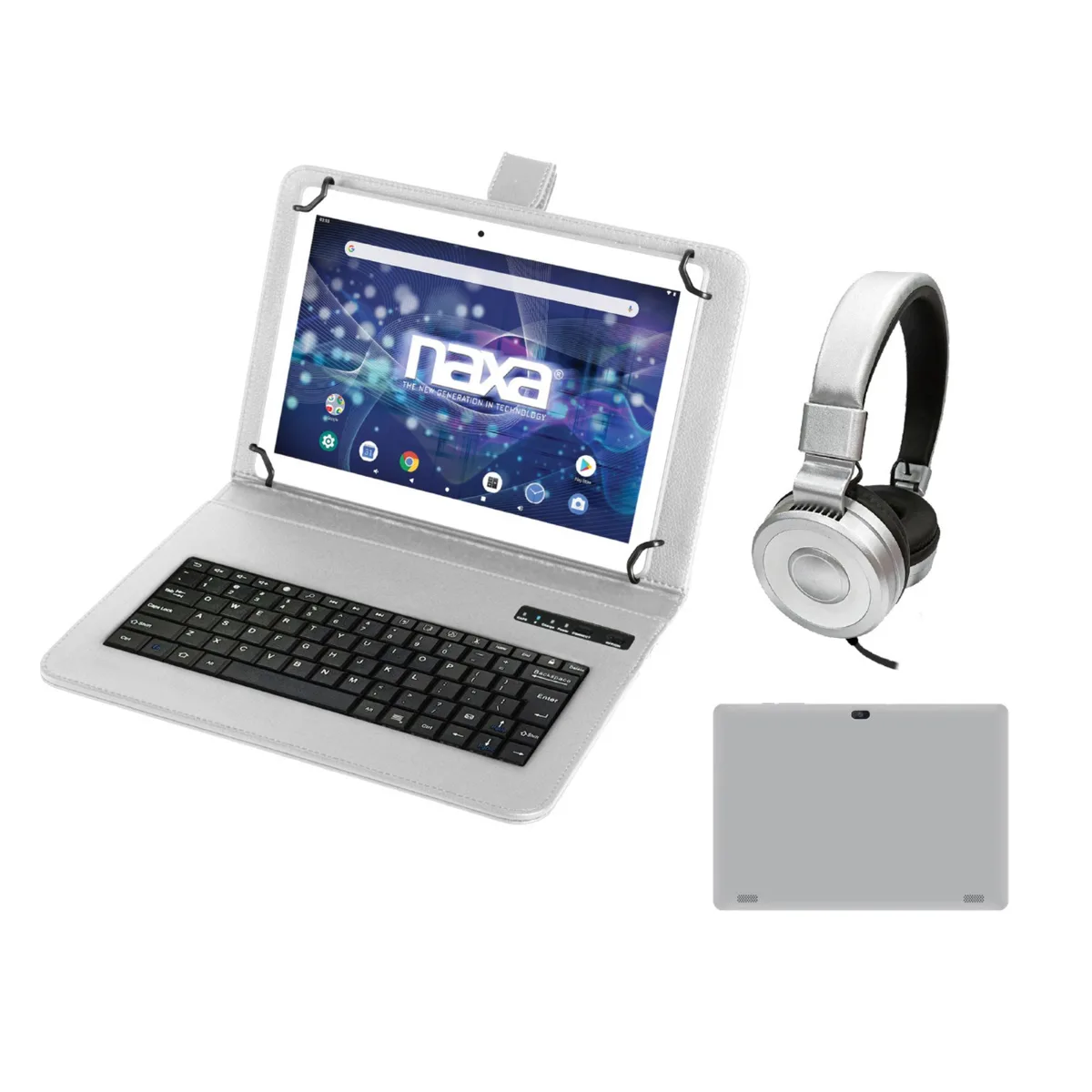 Naxa Naxa NID-1055-SILVER 10.1" Android 10.0 Go tablet with BT keyboard, case &amp; headphones — foto del producto