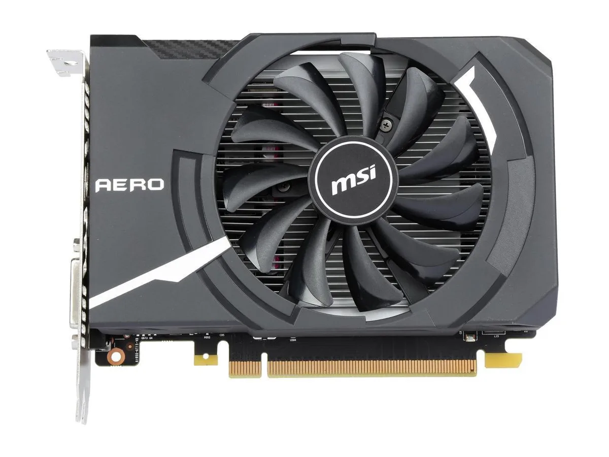 Compact graphics card with single fan cooler and metal backplate